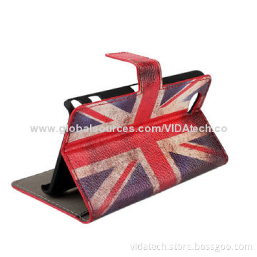 UK United States Flag Pattern Leather Case with Card Slot and Holder, for Sony Xperia Z1 Mini